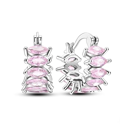 NARMO 925 Sterling Silber Hoop Ohrringe Kleine rosa Candy Hoop Ohrringe für Frauen Mädchen Leichte Huggie Ohrringe von NARMO