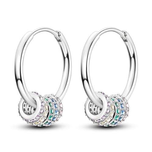 NARMO 925 Sterling Silber Hoop Ohrringe für Frauen Einfache Kreis Ohrringe mit bunten Cubic Zirkonia Mehrere Schleifen von NARMO