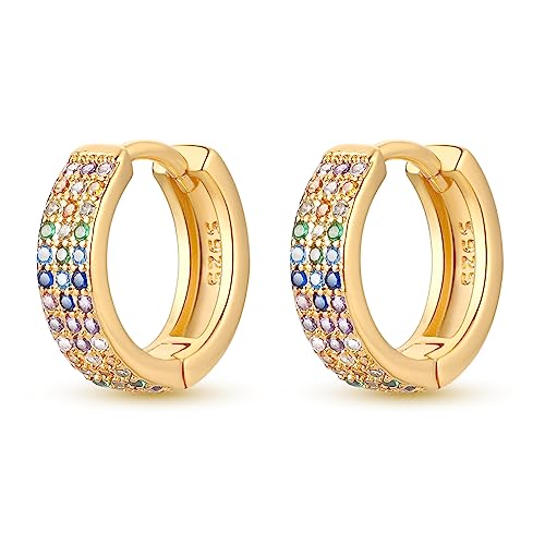 NARMO 925 Sterling Silber Ohrringe für Frauen Kleine bunte Cubic Zirkonia Ohrringe Gold von NARMO