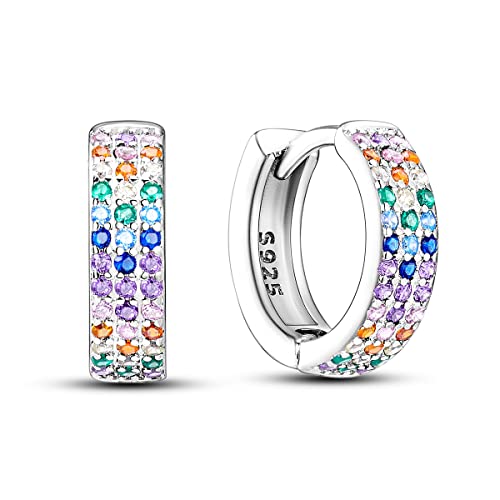 NARMO 925 Sterling Silber Hoop Ohrringe für Frauen Kleine bunte Cubic Zirkonia Hoop Ohrringe Mode Ohrringe für Frauen Schmuck Geschenke von NARMO