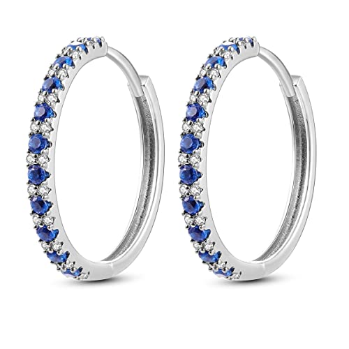 NARMO 925 Sterling Silber Hoop Ohrringe für Frauen Ohrringe Huggie Hoop Blau Cubic Zirkonia Ohrringe Modeschmuck Geschenke von NARMO