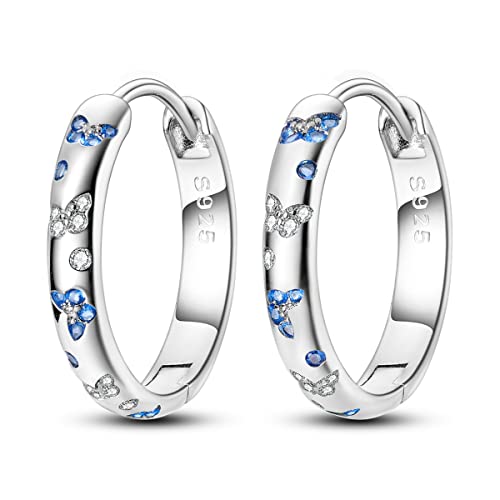 NARMO 925 Sterling Silber Hoop Ohrringe für Frauen Schmetterling Hoop Ohrringe Cubic Zirkonia Fancy Ohrringe von NARMO