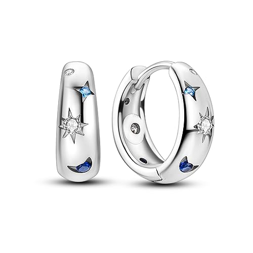 NARMO 925 Sterling Silber Hoop Ohrringe für Frauen Sonne Mond und Stern Hoop Ohrringe Kleine Tiny Hoop Ohrringe für Mädchen von NARMO