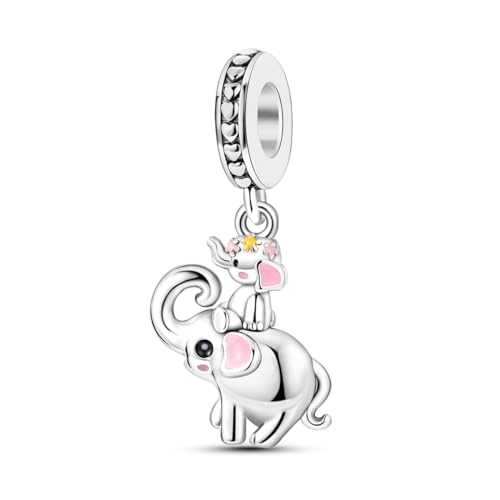 NARMO 925 Sterling Silber Mutter und Baby Elefant Charms Nette Elefanten Dangle Bead Charm für Armbänder&Halskette von NARMO