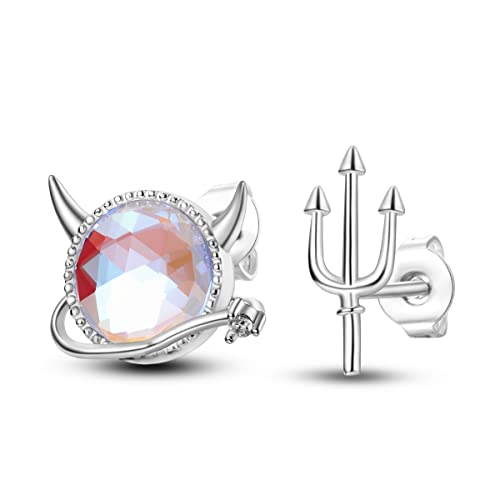 NARMO 925 Sterling Silber Ohrringe für Frauen - Little Devil & Trident Ohrstecker, Nette Hypoallergene Ohrringe für Mädchen von NARMO
