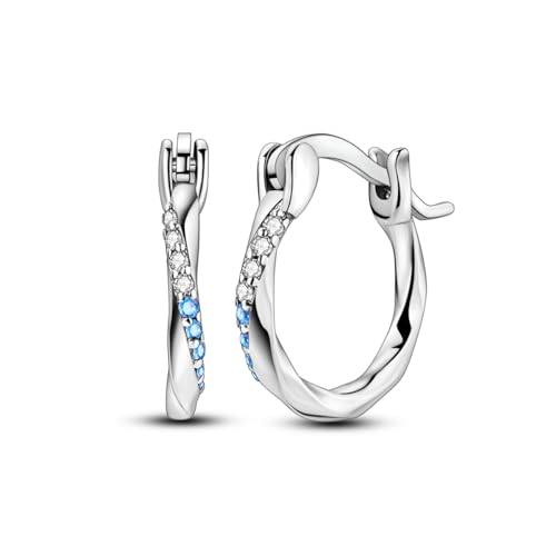 NARMO 925 Sterling Silber Ohrringe für Frauen - Shining Cubic Zirkonia Twist Line Hoop, Leichte Einfache Huggie von NARMO