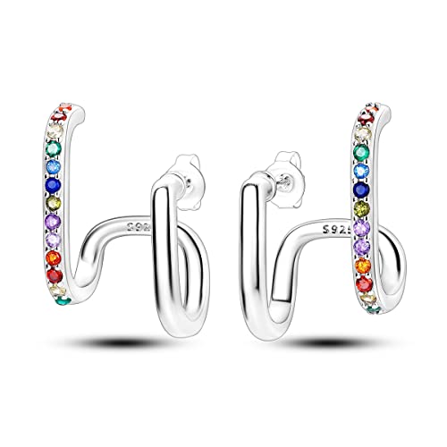 NARMO 925 Sterling Silber Ohrstecker für Frauen Bunte Cubic Zirkonia Einzigartige Ohrstecker für Mädchen Hypoallergene Ohrstecker von NARMO