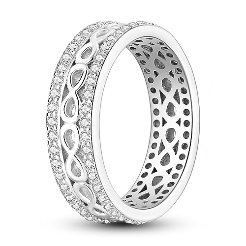 NARMO 925 Sterling Silber Ring für Frauen Twisted Infinity Cubic Zirkonia Ring Band Stapelbare Ringe Größe 54mm von NARMO