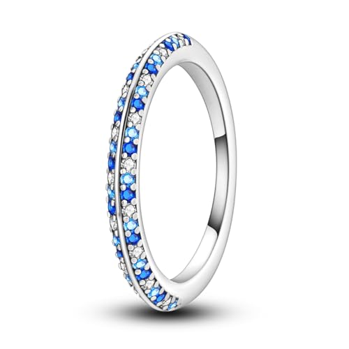 NARMO 925 Sterling Silber Ringe für Frauen Blau Cubic Zirkonia Ring Stapelbare Ring Größe 52mm von NARMO