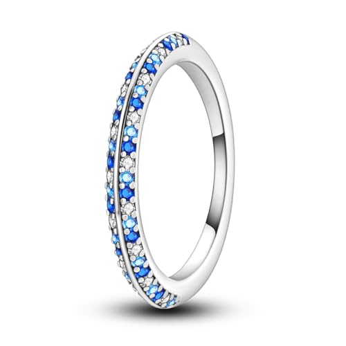 NARMO 925 Sterling Silber Ringe für Frauen Blau Cubic Zirkonia Ring Stapelbare Ring Größe 57mm von NARMO
