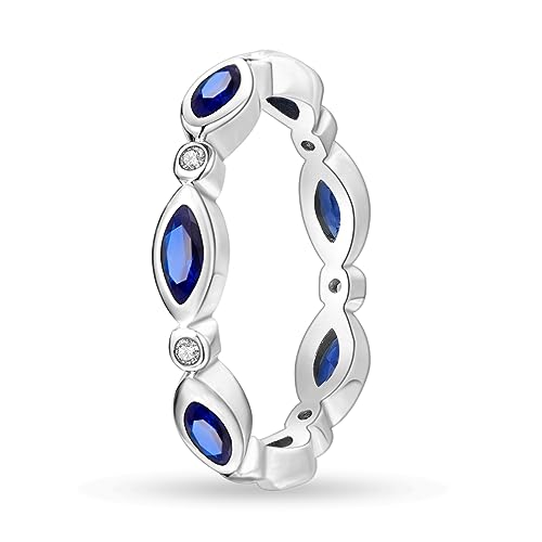 NARMO 925 Sterling Silber Ringe für Frauen Einfache Augen Blau Cubic Zirkonia Ringe Stapelbare Finger Ring Statemengt Ring Größe 52mm von NARMO