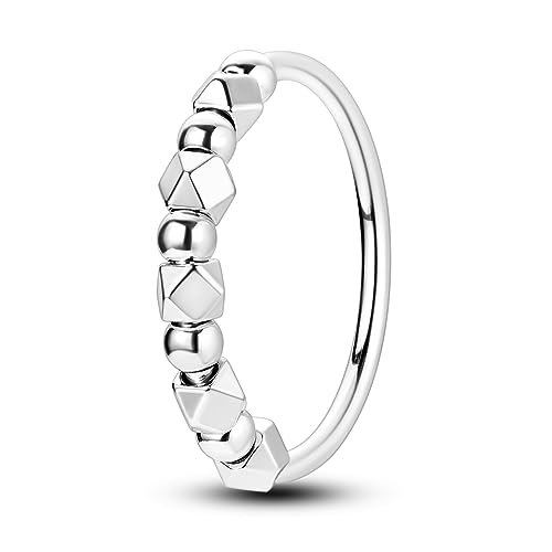 NARMO 925 Sterling Silber Ringe für Frauen Mädchen Perlen Ringe Einfache Ringe Statement Ring Stapelbare Finger Ring Größe 60mm von NARMO