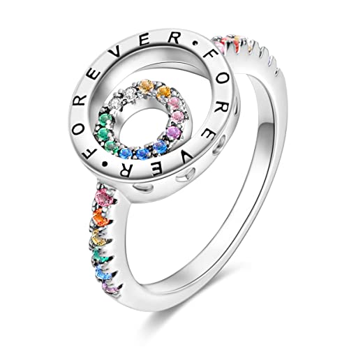 NARMO 925 Sterling Silber Ringe für Frauen für immer Ring Bunte Cubic Zirkonia Ringe Einzigartige Ringe Größe 57mm von NARMO