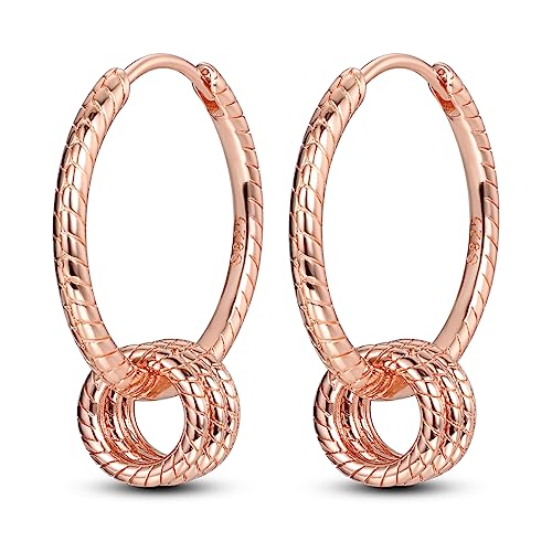 NARMO 925 Sterling Silber Rose Gold Dangle Drop Ohrringe Hoop Ohrringe für Frauen Sterling Silber Multipack Ohrringe von NARMO