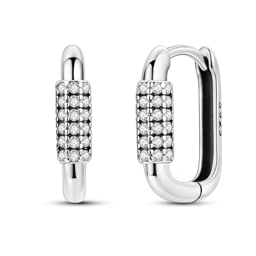 NARMO 925 Sterling Silber U-Shaped Hoop Ohrringe - Kleine Rechteck Cubic Zirkonia Hypoallergene Ohrringe für Frauen von NARMO