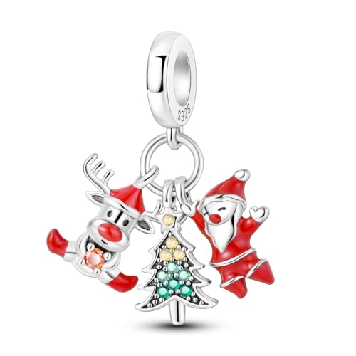 NARMO Charms für Armbänder 925 Sterling Silber Santa Claus&Christmas Tree&Elch Charms Weihnachtsgeschenke von NARMO