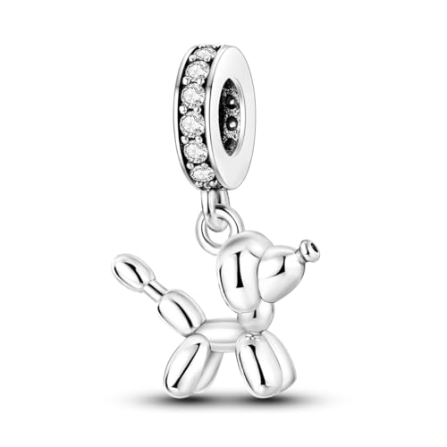 NARMO Charms für Armbänder 925 Sterling Silber Tier Ballon Hund Anhänger Nette Pudel Charms Bead Dangle Anhänger von NARMO