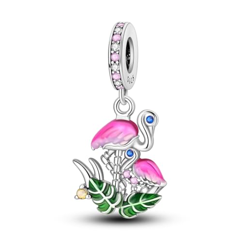 NARMO Charms für Armband 925 Sterling Silber Eltern Kind Flamingo Dangle Anhänger Charm von NARMO