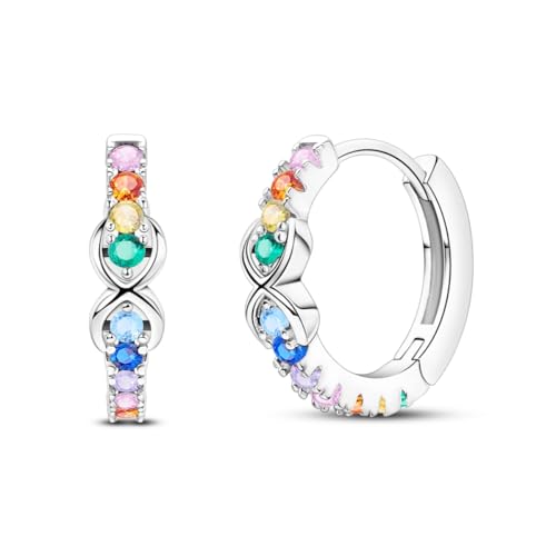 NARMO Creolen Ohrringe für Damen 925 Sterling Silber bunte Regenbogen Ohrringe von NARMO