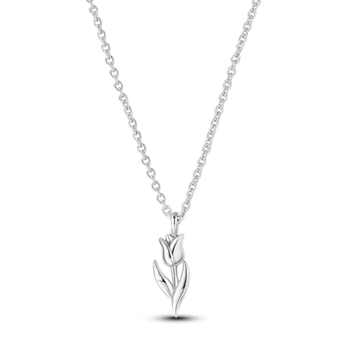 NARMO Halskette für Frauen 925 Sterling Silber Tulpe Blume Anhänger Halskette zierliche Halskette Schmuck Geschenke von NARMO