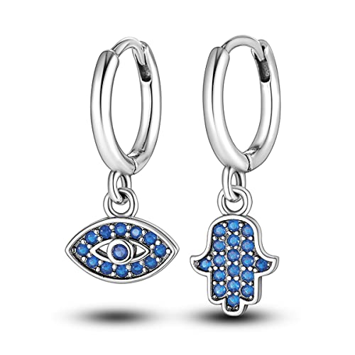 NARMO Hoop Dangle Ohrringe für Frauen 925 Sterling Silber Evil Eye Dangle Drop Ohrringe Glück Schmuck Geschenke von NARMO