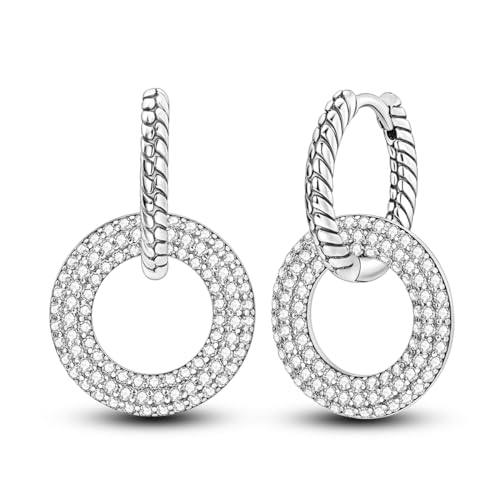 NARMO Hoop Ohrringe für Frauen 925 Sterling Silber Doppel Hoop Ohrringe Schlange Knochen Cubic Zirkonia Hypoallergene Ohrringe von NARMO