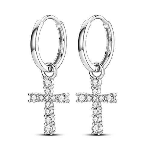 NARMO Kreuz Dangle Ohrringe 925 Sterling Silber Cubic Zirkonia Hoop Ohrringe für Frauen NARMO Kreuz Dangle Ohrringe 925 Sterling Silber Cubic Zirkonia Hoop Ohrringe für Frauen von NARMO