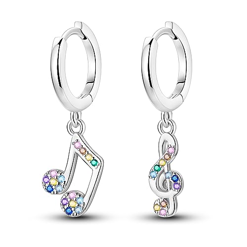 NARMO Ohrringe für Frauen 925 Sterling Silber Musical Note Ohrringe Fancy Dangle Drop Hoop Ohrringe von NARMO