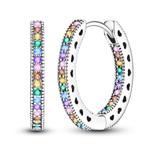 NARMO Ohrringe für Frauen bunte kubische Zirkonia Ohrringe 925 Sterling Silber Herz Reifen von NARMO