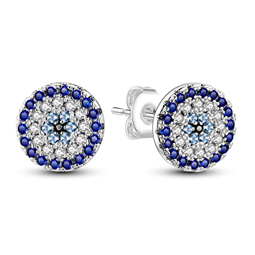 NARMO Ohrstecker für Frauen 925 Sterling Silber Ohrringe Blau Cubic Zirkonia Ohrringe Vintage Srud Ohrringe Hypoallergene Ohrringe von NARMO