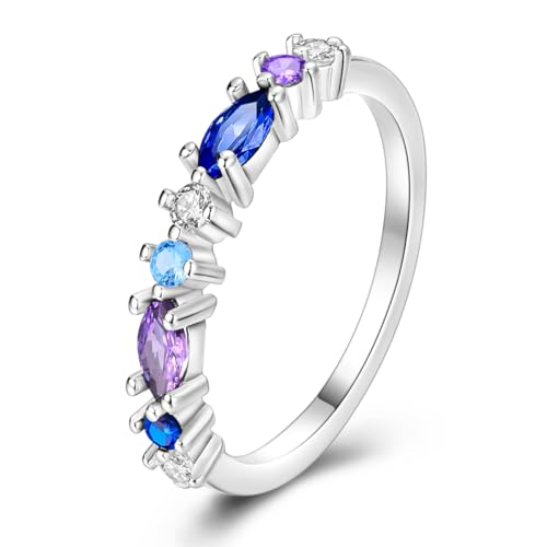 NARMO Ringe für Frauen 925 Sterling Silber Violet Cubic Zirkonia Ring Statement Stapelbare Ring Größe 54mm von NARMO
