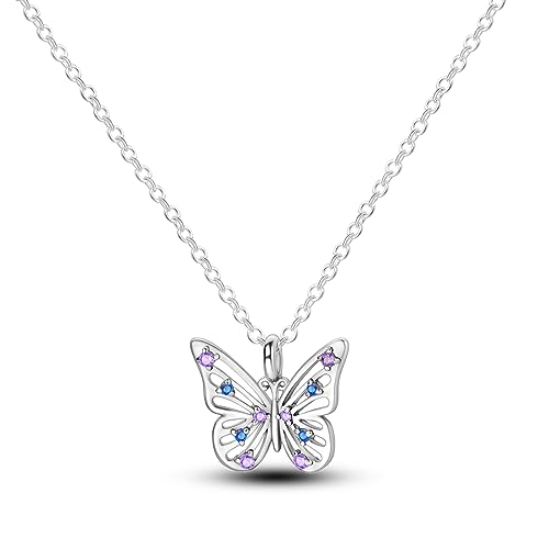 NARMO Schmetterling Halskette 925 Sterling Silber Schmetterling Anhänger Halskette für Frauen Mädchen zierliche Halsketten Geburtstag Schmuck Geschenke von NARMO