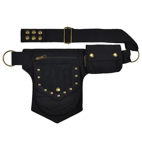Renaissance Tasche Damen, Beintasche Gothic, Renaissance Gürteltasche, Oberschenkeltasche Gothic Damen, Baumwolle Bauchtasche Reise, Hüfttaschen, Festival Tasche, Schwarz von NAROSEBE