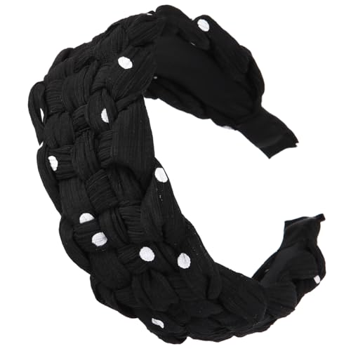 NARUNING 1 Packung Polka Dot Print Kreuz Geflochtenes Tuch Stirnband Mode Haarbänder Damen Hochelastische Stirnbänder Einfache Kopfbedeckung Zubehör für Frauen und Mädchen (Polka Dot-Schwarz von NARUNING