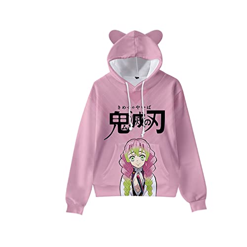 NARUNING Demon Slayer Kapuzenpulli, 3D-Cartoon-Charakter Druck Langarm Katzenohren Pullover, Kinder Student Casual Mode Sweatshirt (100cm-170cm) (Mitsuri,120) von NARUNING