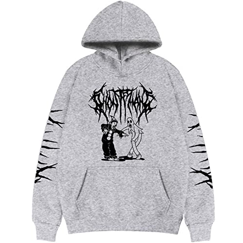 NARUNING Ghostemane Hoodie, Harajuku Hip Hop Heavy Metal Rock Talker Fashion Casual Comfortable Sweatshirt, Loose Long Sleeve Plus Size Fan Pullover Top (XS-3XL) (Grey,S) von NARUNING