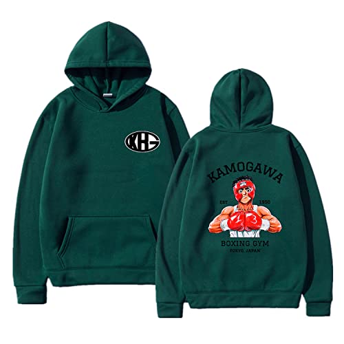 NARUNING Hajime No Ippo KBG Kapuzenpullover Hoodie,Cartoon Faust Junior Gedruckt Langarm-Pullover, Männer Und Frauen Casual Fashion Sport Hooded Sweatshirt (XS-3XL) (Green,XL) von NARUNING