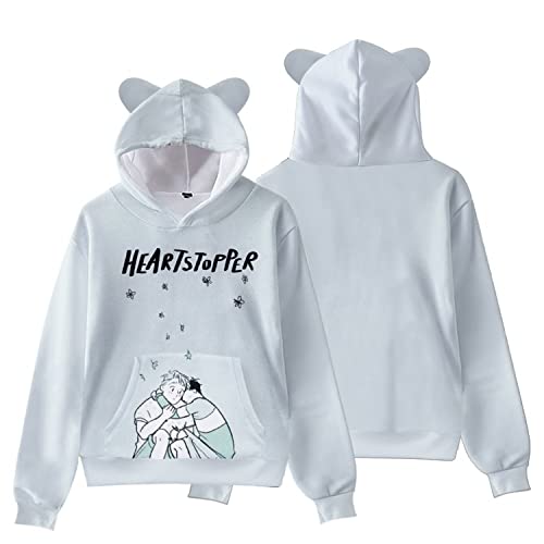 NARUNING Heartstopper Kapuzenpullover 3D Hoodie,Harajuku Nick Und Charlie Katzenohren Sweatshirt,Lose Passform Mode Lässig Bequem Langarm Fan Pullover Top (XS-4XL) (White1,M) von NARUNING