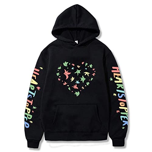 NARUNING Heartstopper Liebesherz Kapuzenpullover Hoodie,Harajuku Nick Und Charlie Sweatshirt,Lose Passform Mode Lässig Bequem Langarm Fan Pullover Top (XS-3XL) (L,Black) von NARUNING