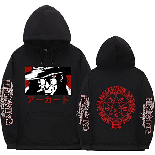 NARUNING Hellsing Ultimate Alucard Anime Hoodie,Harajuku Horror Vampire Collection Eye Print Sweatshirt,Loose Long Sleeve Vintage Pullover Sweat Top (XS-3XL) (XL,Black) von NARUNING