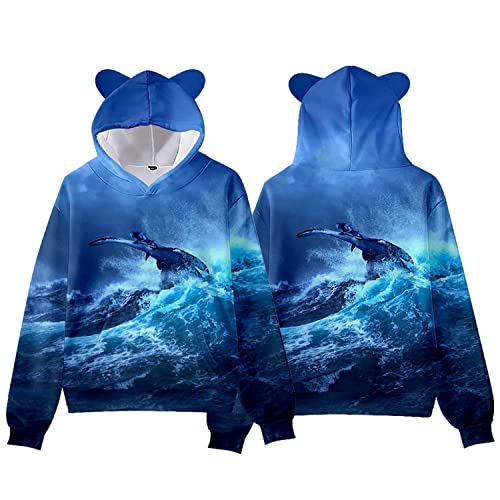 NARUNING Hoodie Avatar The Way of Water 2 Kapuzensweatshirt,3D Cartoon Katzenohren Langarm Pullover,Kinder Student Casual Fashion Sports Tops(100cm-170cm) (Blue7,150) von NARUNING