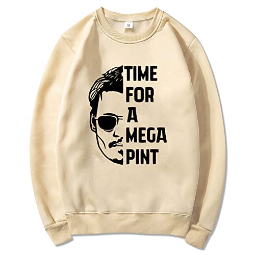 NARUNING Johnny Depp Time for A Mega Pint Bedruckter Pullover, Lässiges Und Stilvolles Sweatshirt, Lockeres Und Bequemes Unisex-Sweatshirt (XS-3XL) (Khaki,XS) von NARUNING