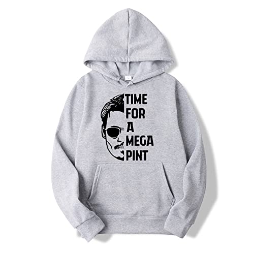 NARUNING Johnny Depp Time for A Mega Pint Printed Hoodie, Lässiges Mode-Sweatshirt, Lockerer Bequemer Unisex Pullover (XS-3XL) (Grey,L) von NARUNING