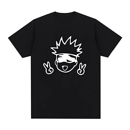 NARUNING Jujutsu Kaisen T-Shirt,Gojo Satoru Charakter Kurzarm-Pullover,Herren Und Damen Casual Harajuku Sport Polo Shirt(XS-3XL) (Black,M) von NARUNING