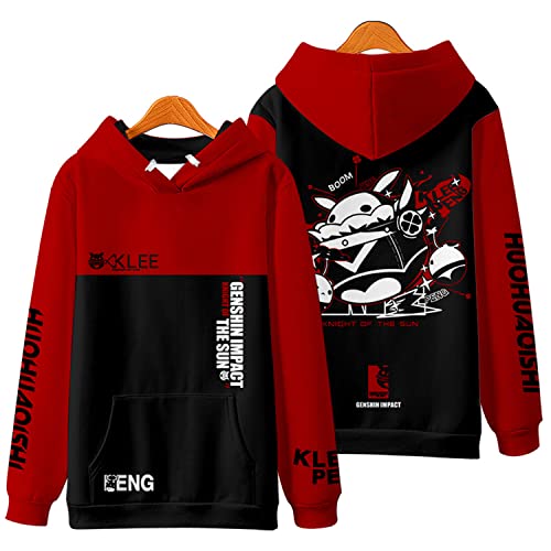 NARUNING Kapuzenpullover Genshin Impact Hoodie,Cartoon Spiel Charakter Klee Paimon Keqing Qiqi Hutao 3D gedruckt Langarm Pullover, Unisex Casual Fashion Sweatshirt (S-4XL) (Klee,XL) von NARUNING