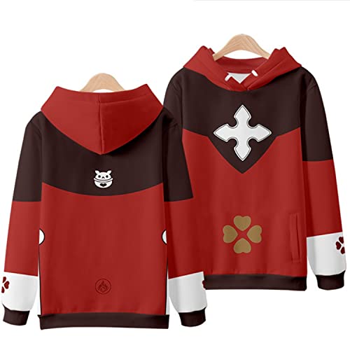 NARUNING Kapuzenpullover Genshin Impact Hoodie,Cartoon Spiel Charakter Klee Paimon Keqing Qiqi Hutao 3D gedruckt Langarm Pullover, Unisex Casual Fashion Sweatshirt (S-4XL) (Klee-2,XXL) von NARUNING