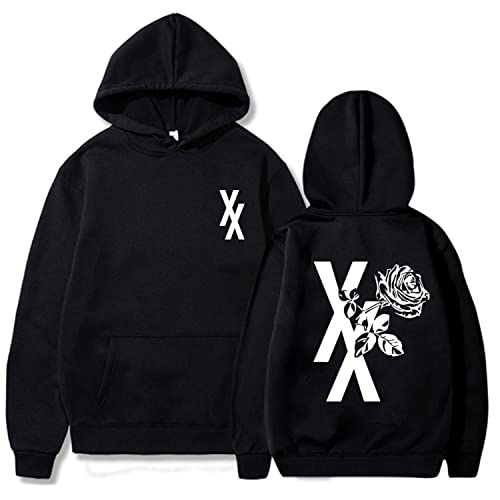 NARUNING Machine Gun Kelly Hoodie, XX Blumenmuster Langarm Pullover, Harajuku Hip Hop Mode lässig locker bequem Sänger Schauspieler Fan Sweatshirt (XS-4XL) (Black,M) von NARUNING