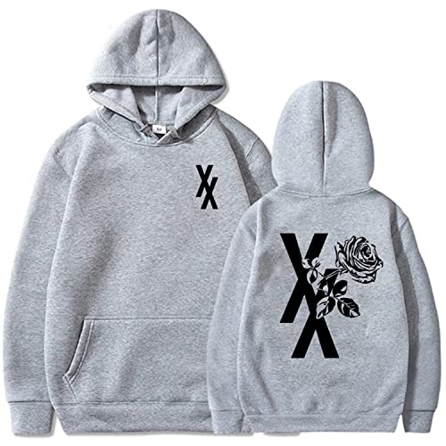 NARUNING Machine Gun Kelly Hoodie, XX Blumenmuster Langarm Pullover, Harajuku Hip Hop Mode lässig locker bequem Sänger Schauspieler Fan Sweatshirt (XS-4XL) (Grey,M) von NARUNING