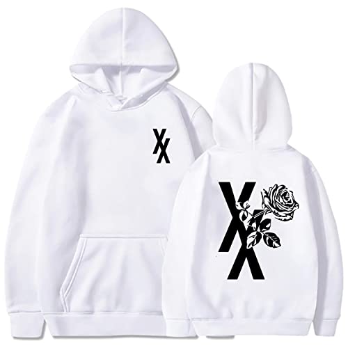 NARUNING Machine Gun Kelly Hoodie, XX Blumenmuster Langarm Pullover, Harajuku Hip Hop Mode lässig locker bequem Sänger Schauspieler Fan Sweatshirt (XS-4XL) (White,XL) von NARUNING