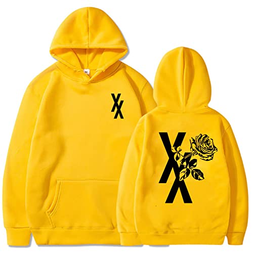 NARUNING Machine Gun Kelly Hoodie, XX Blumenmuster Langarm Pullover, Harajuku Hip Hop Mode lässig locker bequem Sänger Schauspieler Fan Sweatshirt (XS-4XL) (Yellow,XS) von NARUNING